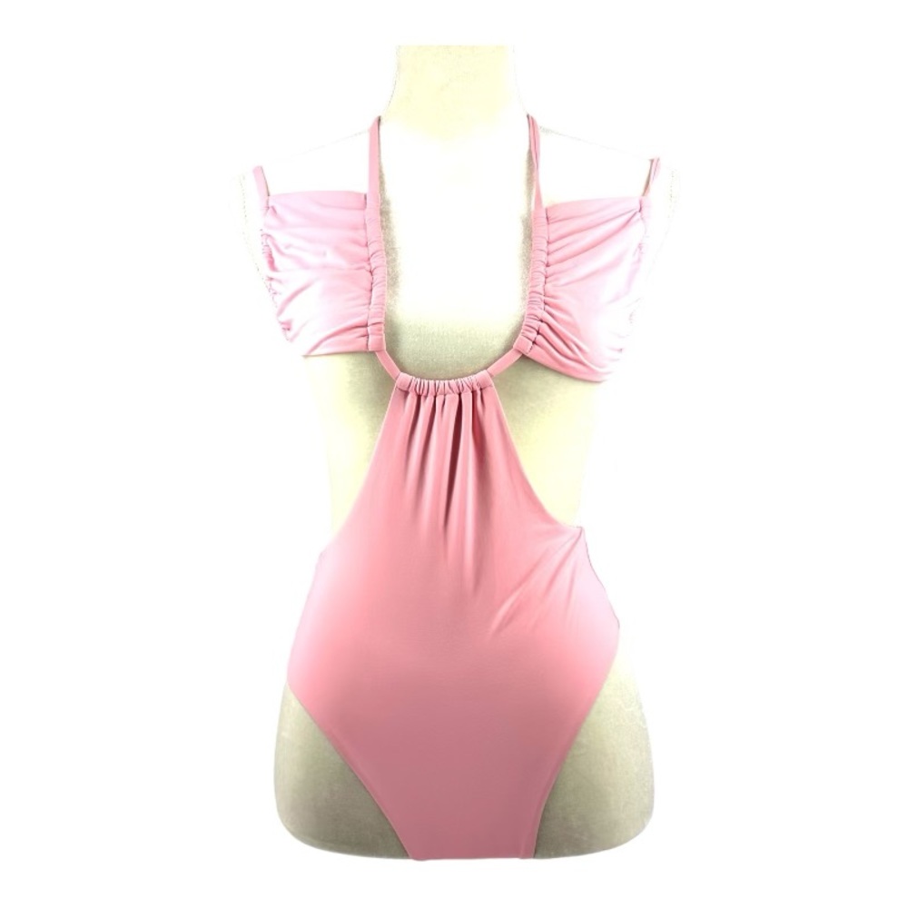Weworewhat | NWT S Small Baby Pink Ruched Cup Tie One Piece Swim Suit